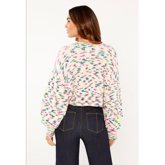 Cinq a Sept Mari Sweater Multicolor Space Dye Balloon Sleeve Chunky Knit Medium - Picture 6 of 16